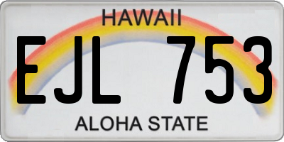 HI license plate EJL753