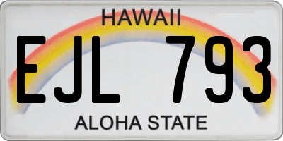 HI license plate EJL793