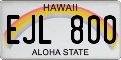 HI license plate EJL800