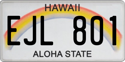 HI license plate EJL801