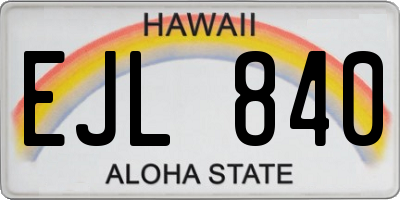 HI license plate EJL840