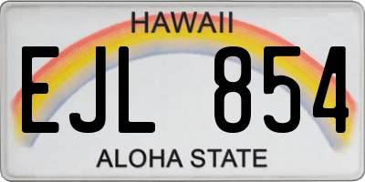 HI license plate EJL854