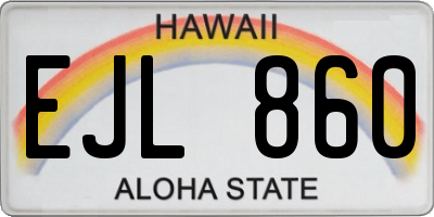 HI license plate EJL860
