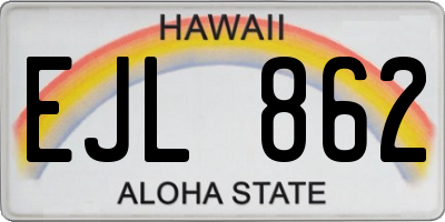 HI license plate EJL862