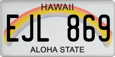 HI license plate EJL869