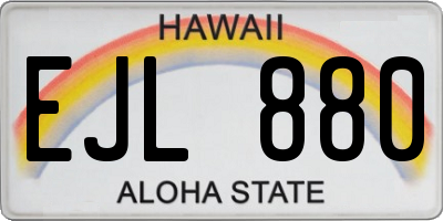 HI license plate EJL880