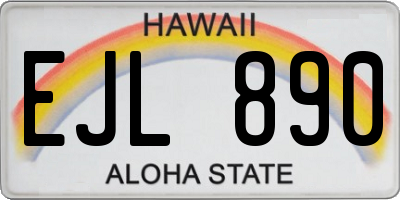 HI license plate EJL890