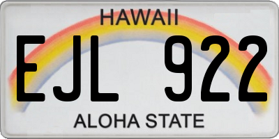 HI license plate EJL922