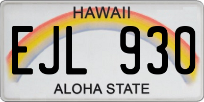 HI license plate EJL930