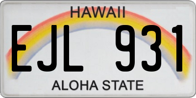 HI license plate EJL931