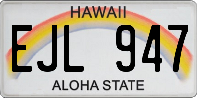 HI license plate EJL947