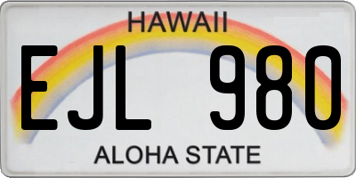 HI license plate EJL980