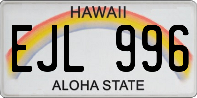 HI license plate EJL996