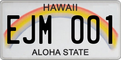 HI license plate EJM001