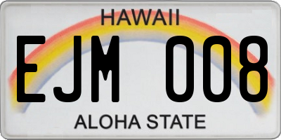 HI license plate EJM008
