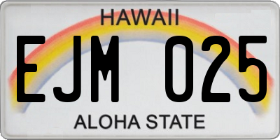 HI license plate EJM025