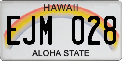 HI license plate EJM028