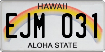 HI license plate EJM031