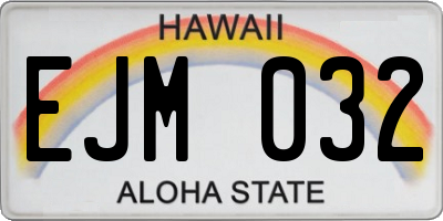HI license plate EJM032