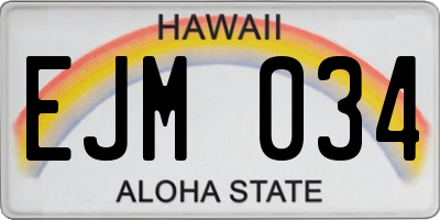 HI license plate EJM034
