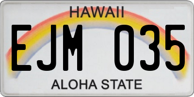 HI license plate EJM035