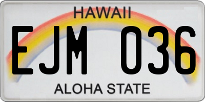 HI license plate EJM036