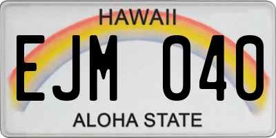 HI license plate EJM040