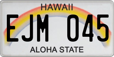 HI license plate EJM045