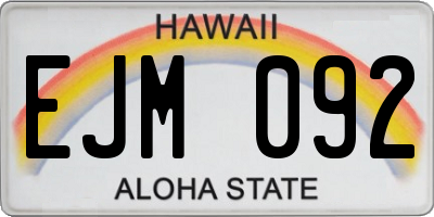 HI license plate EJM092