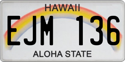 HI license plate EJM136