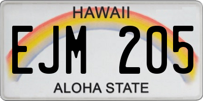 HI license plate EJM205