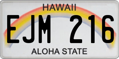HI license plate EJM216
