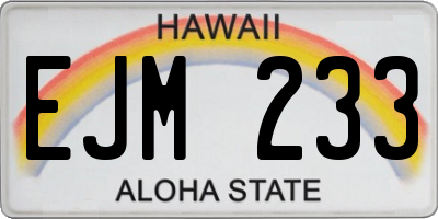 HI license plate EJM233