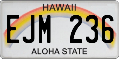 HI license plate EJM236