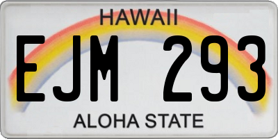 HI license plate EJM293