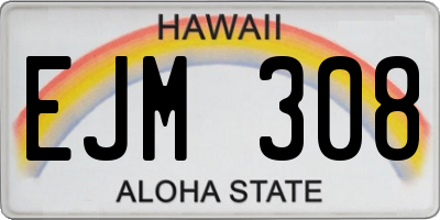 HI license plate EJM308
