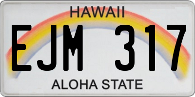 HI license plate EJM317