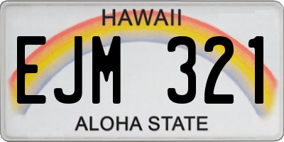 HI license plate EJM321