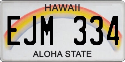 HI license plate EJM334