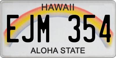 HI license plate EJM354