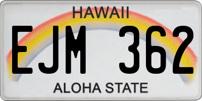 HI license plate EJM362