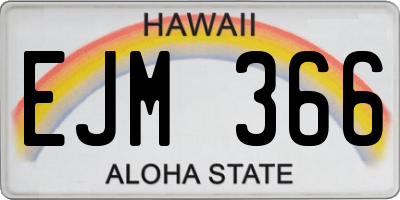 HI license plate EJM366