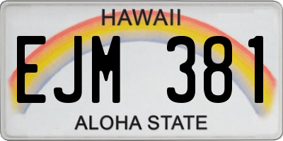 HI license plate EJM381