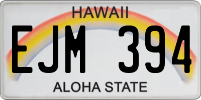 HI license plate EJM394
