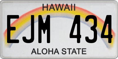 HI license plate EJM434