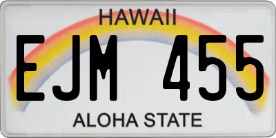 HI license plate EJM455