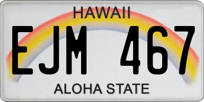 HI license plate EJM467