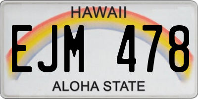 HI license plate EJM478