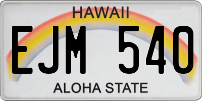 HI license plate EJM540