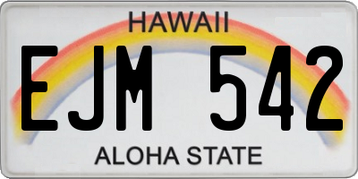 HI license plate EJM542